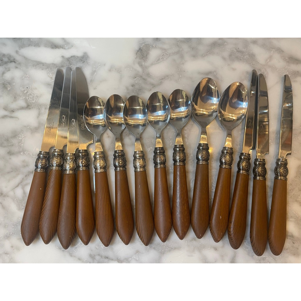 Pioneer Woman Cowgirl Lace 14-Pc Stainless Flatware Set Faux Wood Handles